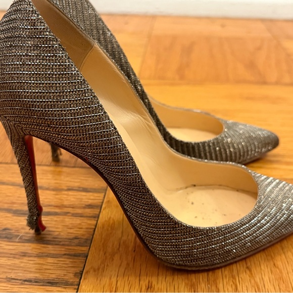 Christian Louboutin Shoes - Christian Louboutin Silver Heels with Red Soles